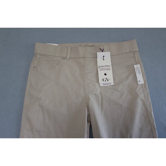 Gloria Vanderbilt Pull On Beige High Rise Shape Effect Bermuda Shorts 14P NWT - Picture 2 of 5